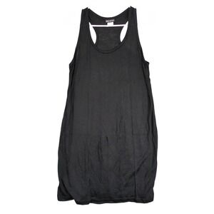 Ingear Black Swim Cover Up‎ Tank Dress Womens M Rayon Slub Sheer Made USA Beach